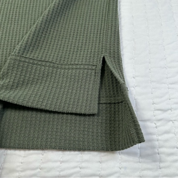 Lou & Grey Olives Green Waffle Cowl Neck Tunic Top Hi Low Long Sleeve Sweater - Picture 6 of 10